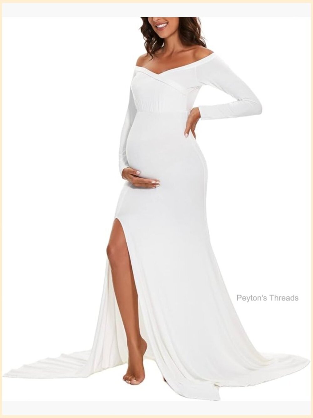 Off Shoulder Long Maternity Dress for Pregnancy Photoshoot Gown
